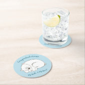 Polar Beer Baby shower Winter Blue Boy Ronde Kartonnen Onderzetter (Insitu)