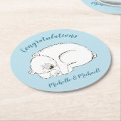 Polar Beer Baby shower Winter Blue Boy Ronde Kartonnen Onderzetter (Gebogen)
