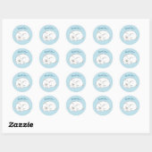 Polar Beer Baby shower Winter Blue Boy Ronde Sticker (Vel)
