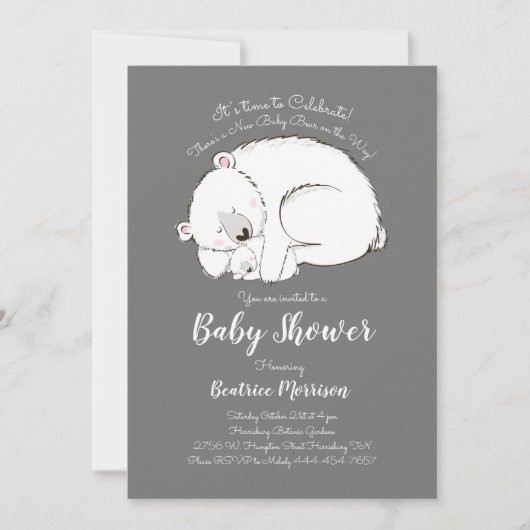 Polar Beer Baby shower Winter Gender Neutral Grey Kaart (Voorkant)