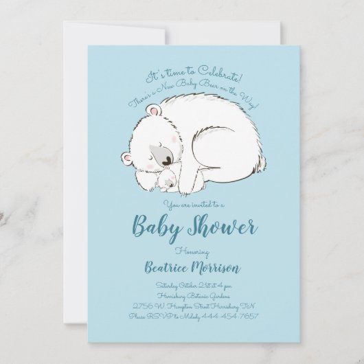 Polar Beer Baby shower Woodland Winter Boy Blauw Kaart (Voorkant)