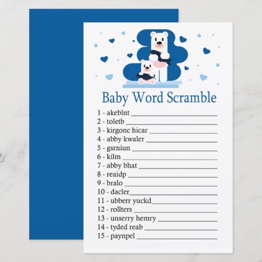 Polar beer Baby word scramble game (Voorkant / Achterkant)