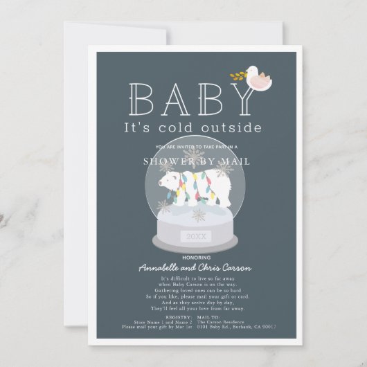 Polar Beer Baby zijn koudblauw Baby shower per pos Kaart (Voorkant)