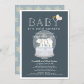 Polar Beer Baby zijn koudblauw Baby shower per pos Kaart (Voorkant / Achterkant)