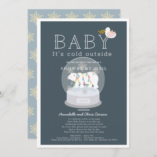 Polar Beer Baby zijn koudblauw Baby shower per pos Kaart (Voorkant / Achterkant)