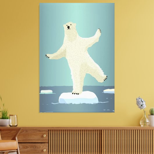 Polar Beer balanceren op ijsberg artwork Canvas Afdruk (Insitu (Woonkamer))