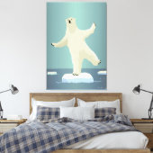 Polar Beer balanceren op ijsberg artwork Canvas Afdruk (Insitu (Slaapkamer))