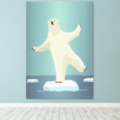 Polar Beer balanceren op ijsberg artwork Canvas Afdruk (Insitu (Houten vloer))