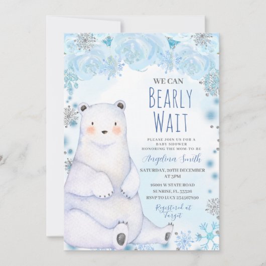 Polar Beer Barly Wait Mountain Blue Baby shower Kaart (Voorkant)