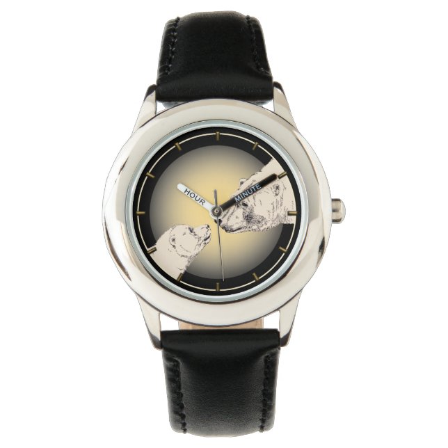 Polar Beer Bekijk de natuur Beer pols Horloge (Voorkant)