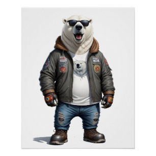 Polar Beer Biker Rebel Leather Jacket Cool Urban Perfect Poster