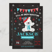 Polar Beer Birthday Invitation / Winter Birthday Kaart (Voorkant / Achterkant)