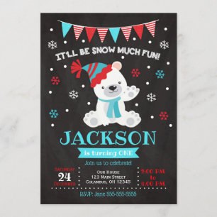Polar Beer Birthday Invitation / Winter Birthday Kaart