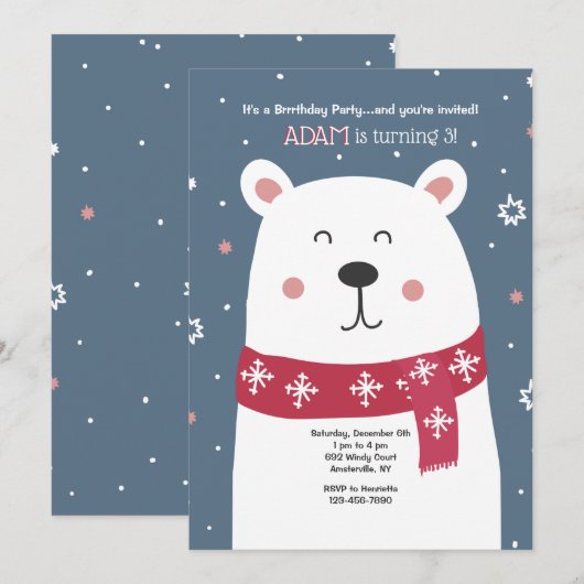 Polar Beer Birthday Party Invitation Kaart (Voorkant / Achterkant)