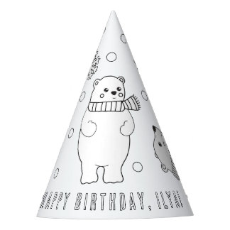 Polar Beer Birthday Party - Kleur uw eigen Pet Feesthoedjes