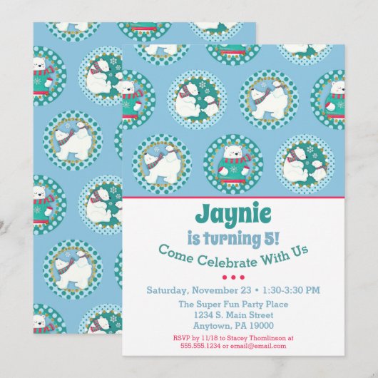 Polar Beer Birthday Uitnodiging (Voorkant / Achterkant)