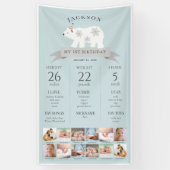 Polar Beer Blauw 1e Verjaardag Mijlpaal Tijdlijn Spandoek (Verticaal)