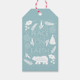 Polar Beer Blauw Foliage Christmas Gift Label Cadeaulabel