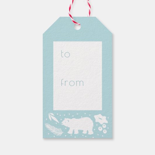 Polar Beer Blauw Foliage Christmas Gift Label Cadeaulabel (Achterkant)
