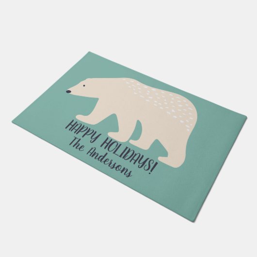 Polar Beer Blauwgroen Kerstfeest Welkom Deurmat (Schuin)
