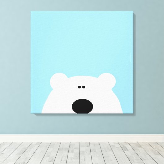 Polar Beer Blue Art Cartoon Canvas Afdruk (Insitu (Houten vloer))