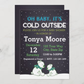 Polar Beer Blue Baby shower Invitation Kaart (Voorkant / Achterkant)
