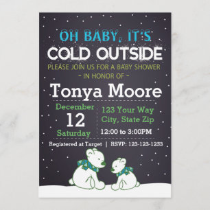 Polar Beer Blue Baby shower Invitation Kaart