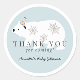 Polar Beer Blue Boy Baby shower Bedankt Ronde Sticker