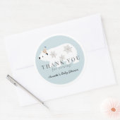 Polar Beer Blue Boy Baby shower Bedankt Ronde Sticker (Envelop)