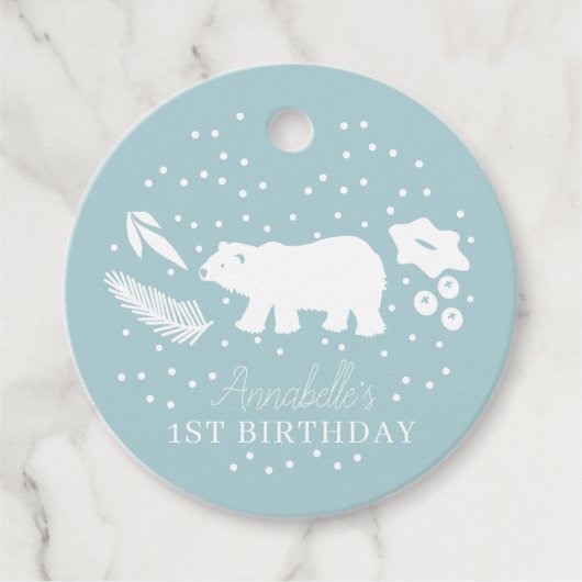 Polar Beer Blue Winter Birthday Hartelijk dank Bedankjes Labels (Voorkant)