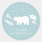 Polar Beer Blue Winter Birthday Ronde Sticker (Voorkant)