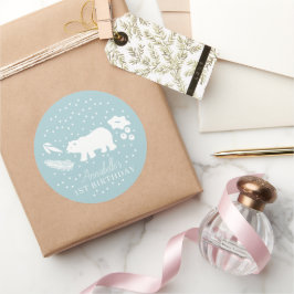 Polar Beer Blue Winter Birthday Ronde Sticker