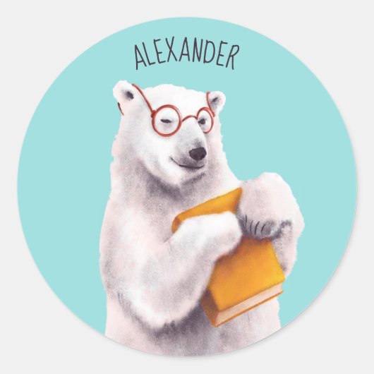 Polar Beer Book Lover Nerdy Ronde Sticker (Voorkant)