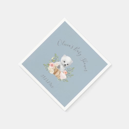 Polar Beer Boy Blue Baby shower Napkins Servet (Hoek)