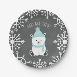 Polar Beer Boy Winter Baby shower Papieren Bordje
