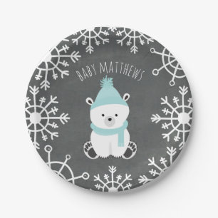 Polar Beer Boy Winter Baby shower Papieren Bordje