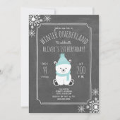 Polar Beer Boy Winter ONEderland Birthday Party Kaart (Voorkant)