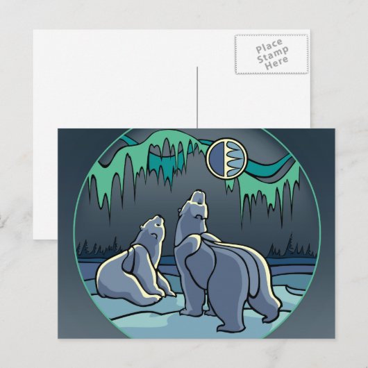 Polar Beer Briefkaart Inheemse Beer Art Briefkaart (Voorkant / Achterkant)