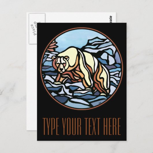 Polar Beer Briefkaart Inheemse Beer Art Briefkaart (Voorkant / Achterkant)