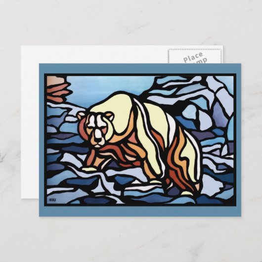 Polar Beer Briefkaart Inheemse Beer Art Briefkaart (Voorkant / Achterkant)