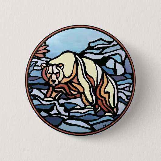 Polar Beer Button Native Wildlife Art Button (Voorkant)