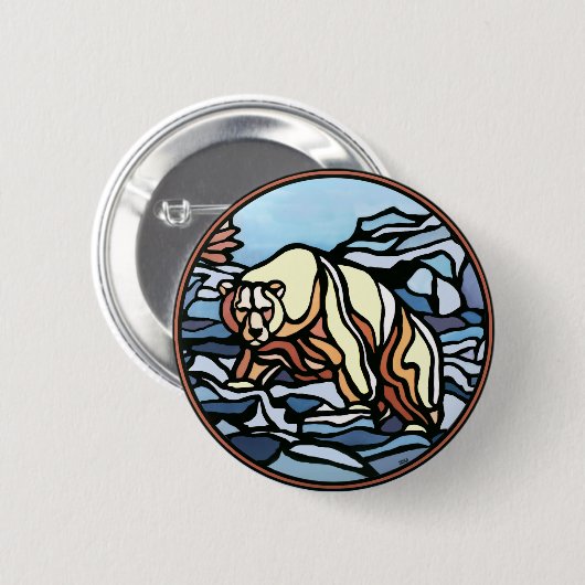 Polar Beer Button Native Wildlife Art Button (Voorkant /achterkant)