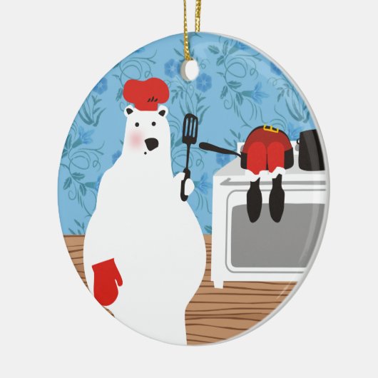 Polar beer chef-kok koken Santa Christmas ornament (Links)