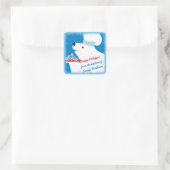 Polar beer chef-kok serveren sneeuwvlokken kerst vierkante sticker (Tas)