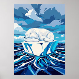 Polar Beer Chill – Arctic Minimalist Pop Design Poster