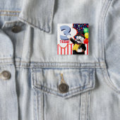 Polar Beer Circus Kids Verjaardagsfeest Vierkante Button 5,1 Cm (In situ)