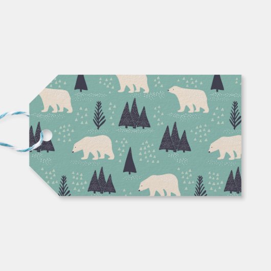 Polar Beer Cool Ivory and Mint Green Holiday Cadeaulabel (Achterkant Horizontaal)