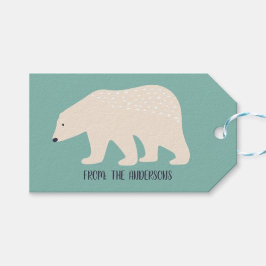 Polar Beer Cool Ivory and Mint Green Holiday Cadeaulabel (Voorkant (Horizontaal))