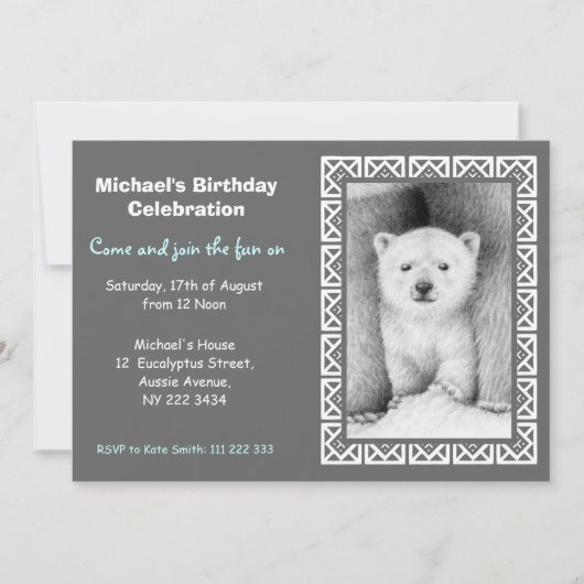 Polar Beer Cub Birthday Party Invitation Kaart (Voorkant)