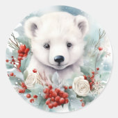 Polar Beer Cub met kerst Schattige Ronde Sticker (Voorkant)